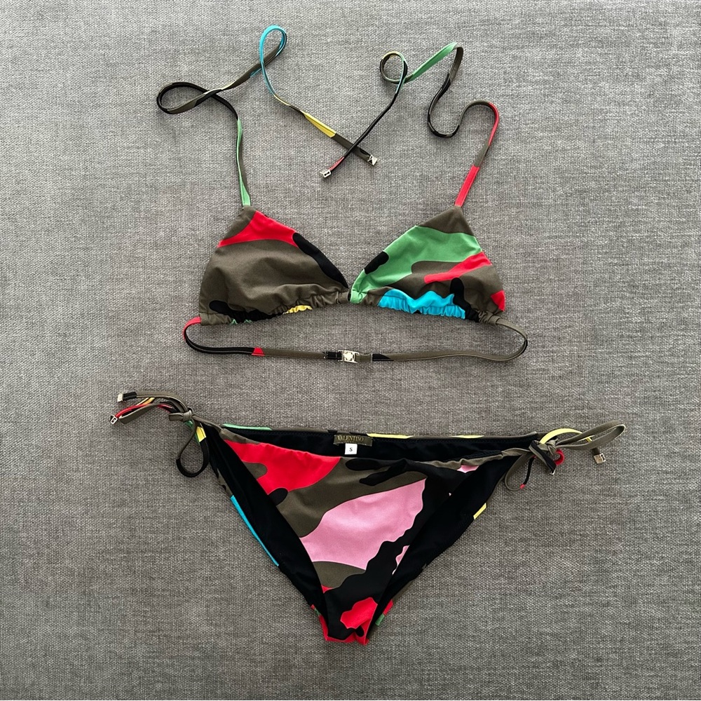 Valentino Multicolor Camouflage Bikini